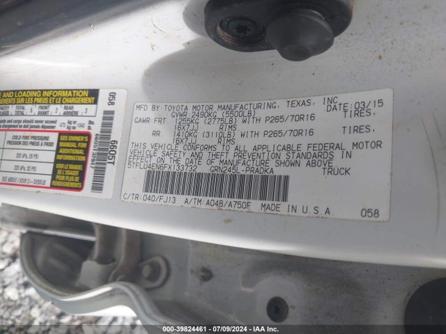 Toyota Tacoma Base V6 2015 5TFLU4EN6FX133732 Image 9