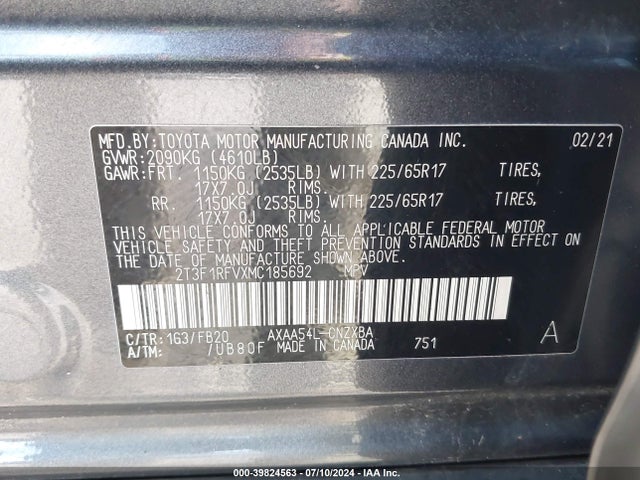Toyota RAV4 LE 2021 2T3F1RFVXMC185692 Image 9