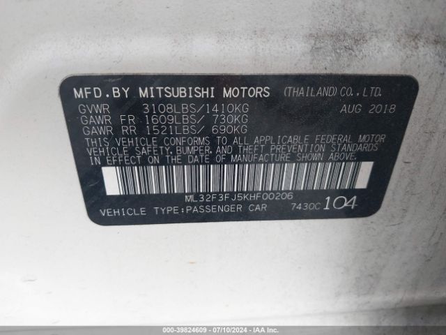 ML32F3FJ5KHF00206 Mitsubishi Mirage G4 Es
