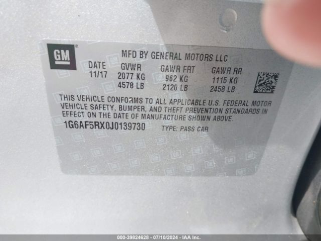 1G6AF5RX0J0139730 Cadillac ATS LUXURY