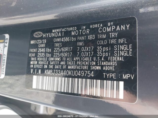 KM8J33A40KU049754 Hyundai Tucson Value