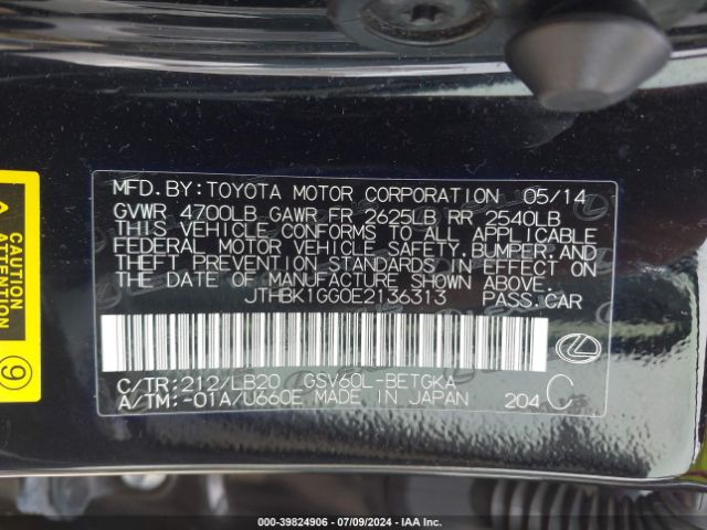 JTHBK1GG0E2136313 Lexus ES 350