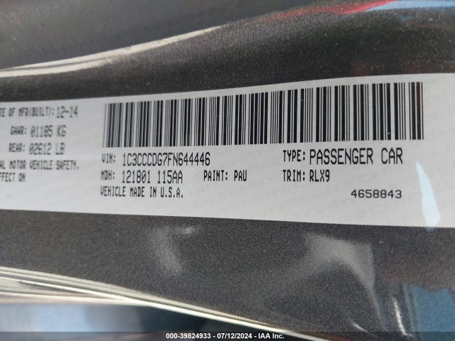 Chrysler 200 S 2015 1C3CCCDG7FN644446 Image 9