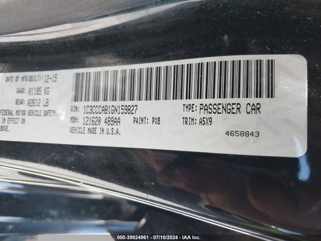 Chrysler 200 Limited 2016 1C3CCCAB1GN159827 Image 9