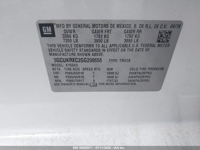 Chevrolet Silverado 1500 1lt 2016 3GCUKREC2GG298656 Image 9