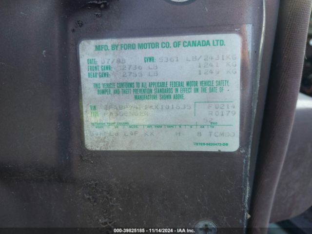 1989 FORD CROWN VICTORIA 2FABP74F1KX101635 Photo 8