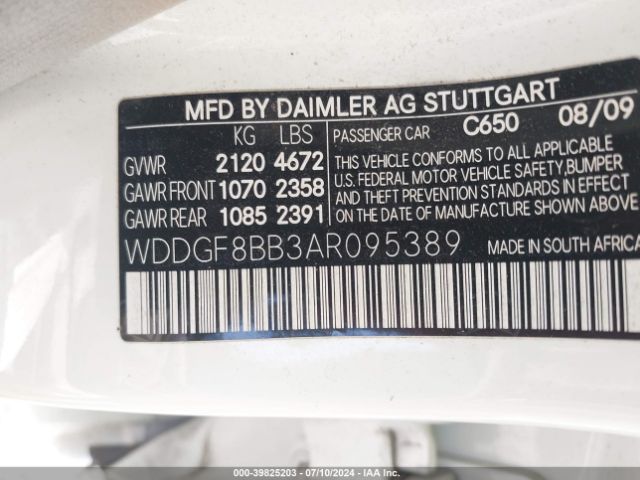 2010 MERCEDES-BENZ C-CLASS WDDGF8BB3AR095389 Photo 8