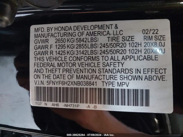 Honda Pilot Awd Special Edition 2022 5FNYF6H2XNB038841 Image 9