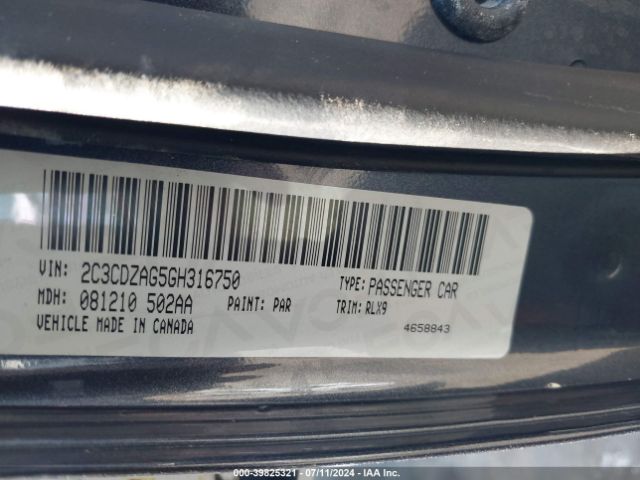 2C3CDZAG5GH316750 Dodge Challenger Sxt Plus