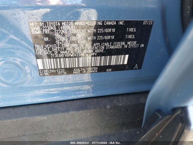 2T3E6RFV6PW042349 Toyota Rav4 Hybrid Xse