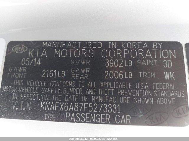 KNAFX6A87F5273331 KIA Forte Koup Ex