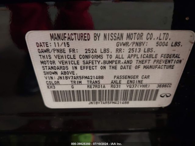 JN1BV7AR5FM421488 Infiniti Q50 Premium
