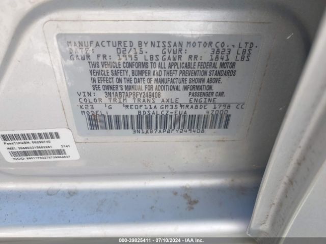 3N1AB7AP8FY249408 Nissan SENTRA S