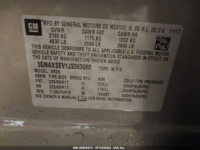 3GNAXSEV1JS563088 Chevrolet EQUINOX LT