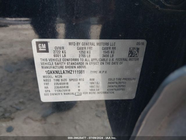 1GKKNLLA7HZ111981 GMC Acadia Sle-2