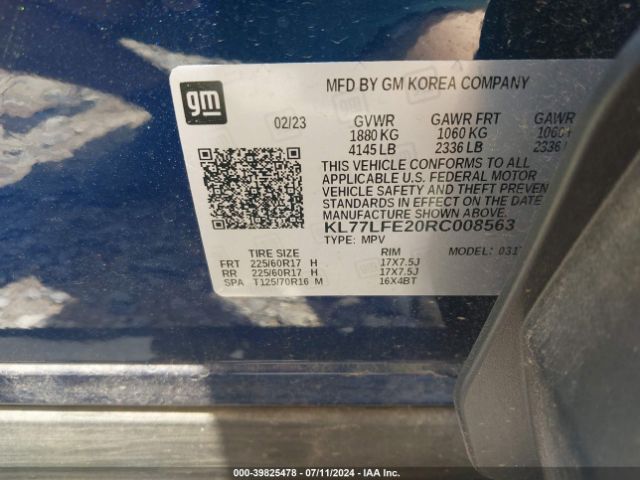 KL77LFE20RC008563 Chevrolet Trax Fwd Sp