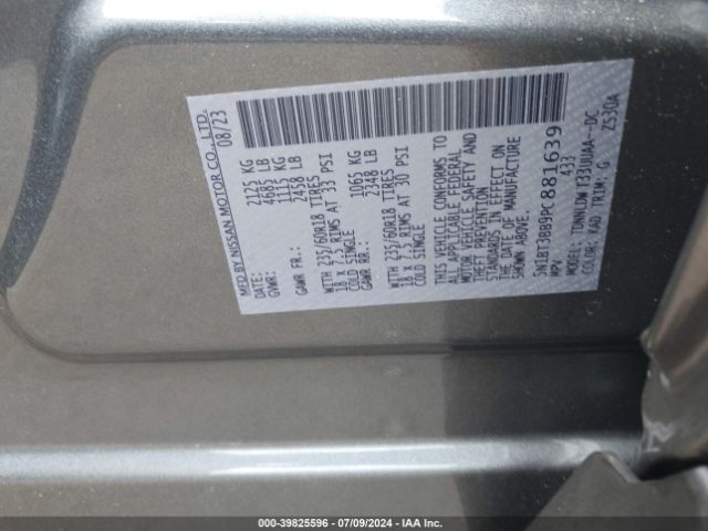 5N1BT3BB9PC881639 Nissan Rogue Sv Intelligent Awd