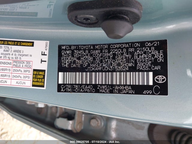 JTDKAMFU0N3153524 Toyota Prius Limited