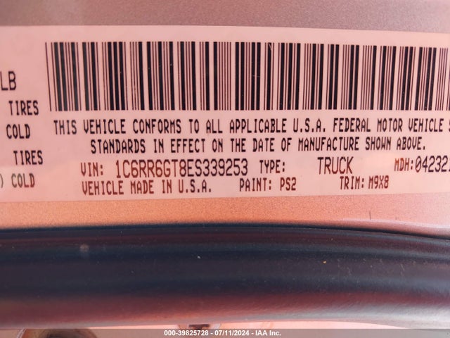 RAM 1500 Big Horn 2014 1C6RR6GT8ES339253 Image 9