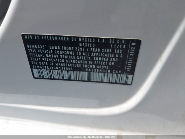 3VW4T7AJ3GM278906 Volkswagen Jetta 2.0t Gli Sel