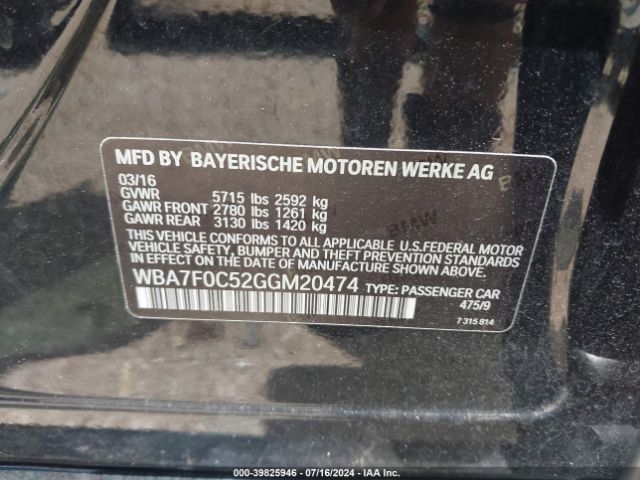 WBA7F0C52GGM20474 BMW 750i