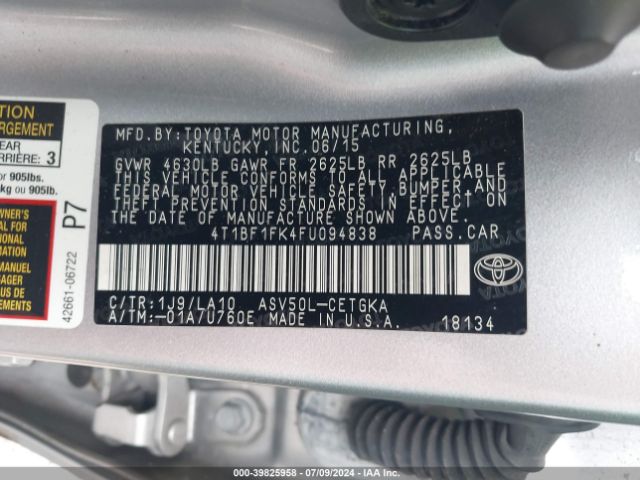 4T1BF1FK4FU094838 Toyota CAMRY XLE