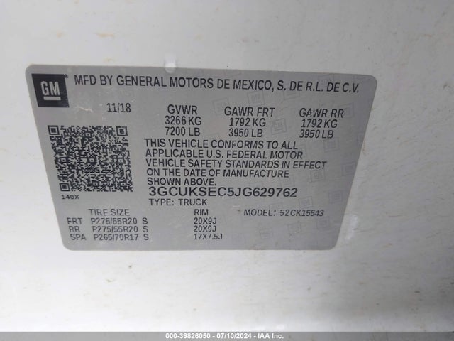 Chevrolet Silverado 1500 1lz 2018 3GCUKSEC5JG629762 Image 9