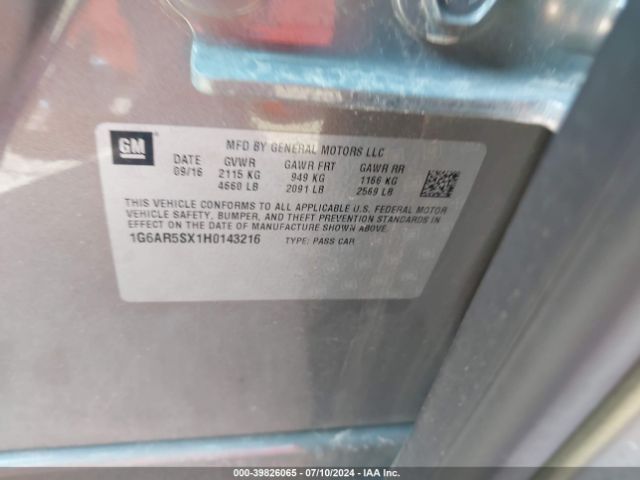 1G6AR5SX1H0143216 Cadillac CTS LUXURY