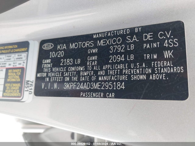 KIA Forte Lxs 2021 3KPF24AD3ME295184 Image 9