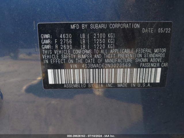 4S3BWAD62N3023569 Subaru Legacy Premium
