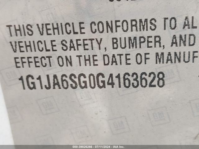 1G1JA6SG0G4163628 Chevrolet Sonic Ls Auto