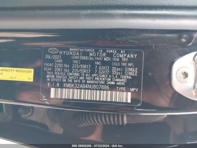 KM8K32AB4NU807886 Hyundai Kona Sel