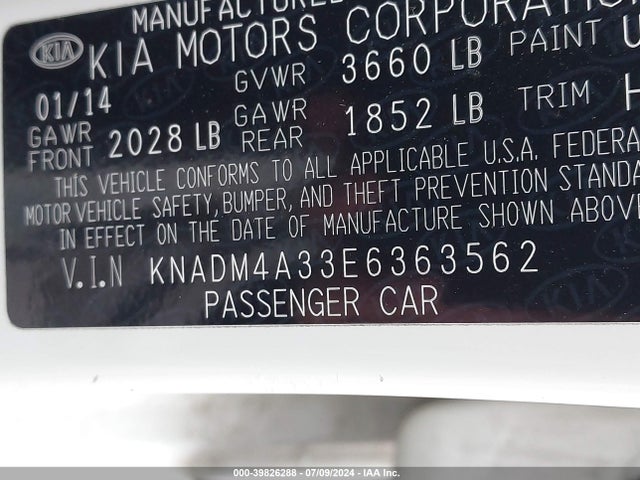 KIA RIO LX 2014 KNADM4A33E6363562 Image 9