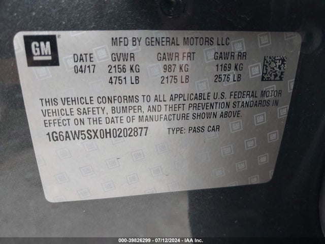 1G6AW5SX0H0202877 Cadillac Cts Standard
