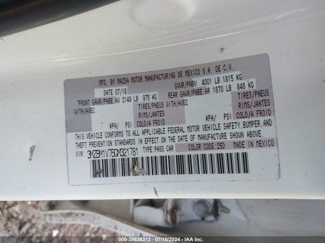 Mazda Mazda3 I Touring 2016 3MZBM1V76GM321781 Image 9