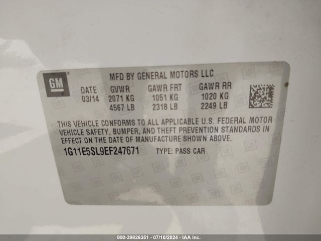 1G11E5SL9EF247671 Chevrolet MALIBU 2LT