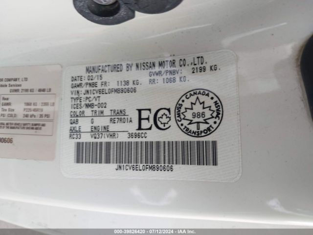 JN1CV6EL0FM890606 Infiniti Q60