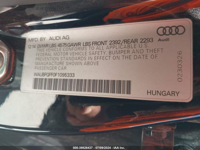 WAUBFGFF0F1095333 Audi A3 2.0t Premium