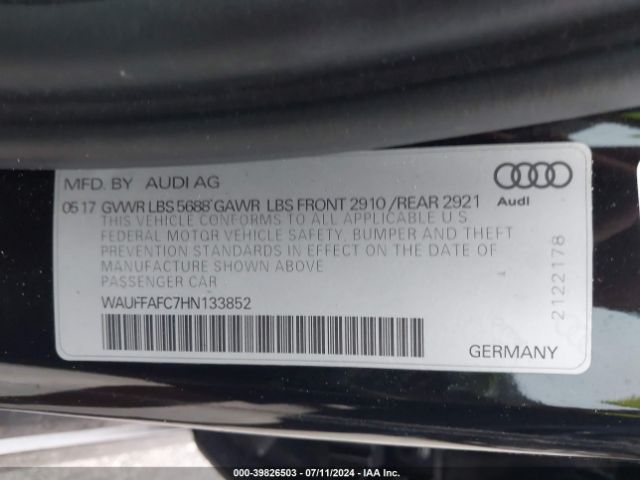 WAUFFAFC7HN133852 Audi S6 4.0t Premium Plus
