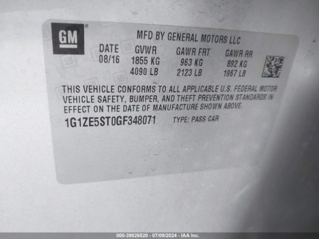 1G1ZE5ST0GF348071 Chevrolet MALIBU 1LT
