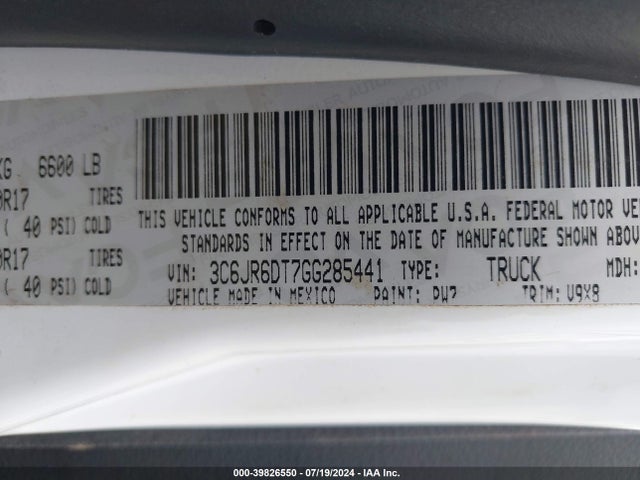 3C6JR6DT7GG285441 RAM 1500 Tradesman