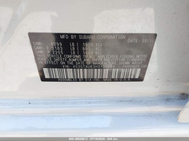 4S3GTAU63H3732398 Subaru Impreza 2.0i Limited