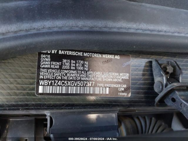WBY1Z4C5XGV507377 BMW I3 Base W/range Extender
