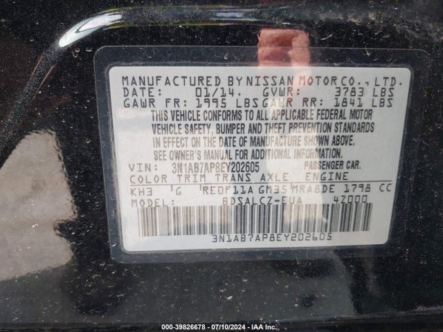 3N1AB7AP8EY202605 Nissan SENTRA S