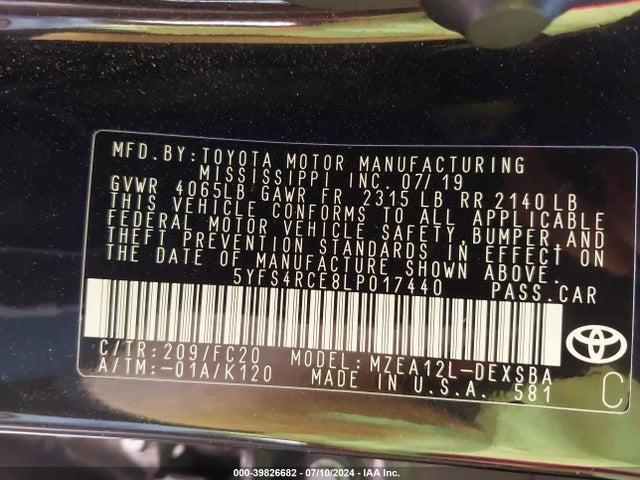 Toyota COROLLA SE 2020 5YFS4RCE8LP017440 Image 9