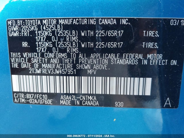 Toyota Rav4 Xle 2018 2T3WFREV3JW457951 Image 9