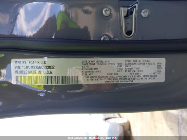 1C4PJMBX5ND533832 Jeep Cherokee Trailhawk 4x4