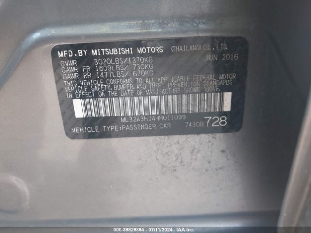 ML32A3HJ4HH011099 Mitsubishi MIRAGE ES