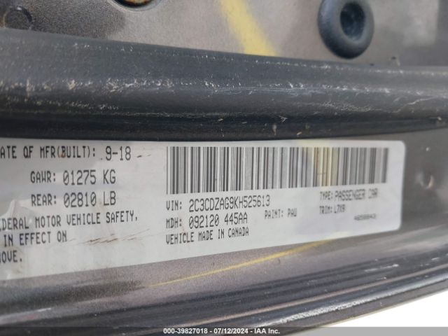2019 DODGE CHALLENGER 2C3CDZAG9KH525613 Photo 8