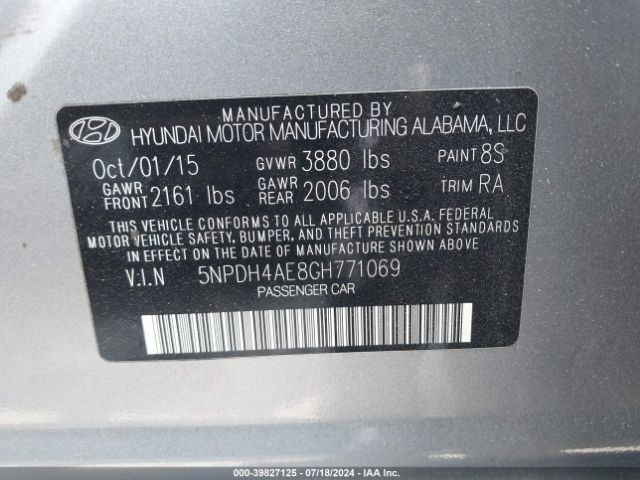 5NPDH4AE8GH771069 Hyundai ELANTRA SE